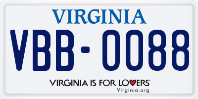 VA license plate VBB0088