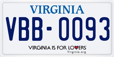 VA license plate VBB0093