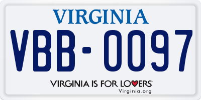 VA license plate VBB0097