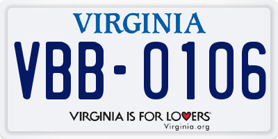VA license plate VBB0106