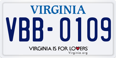 VA license plate VBB0109