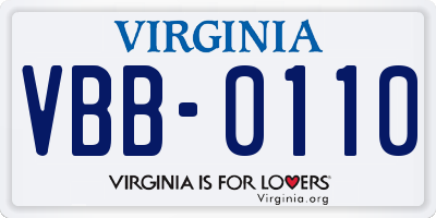 VA license plate VBB0110