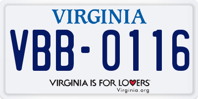 VA license plate VBB0116