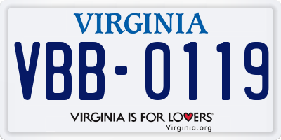 VA license plate VBB0119