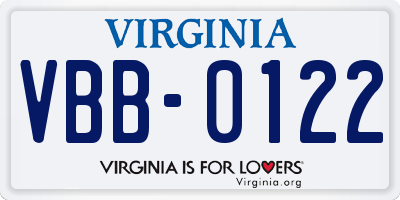 VA license plate VBB0122