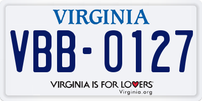 VA license plate VBB0127
