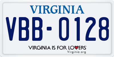 VA license plate VBB0128