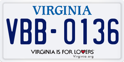 VA license plate VBB0136