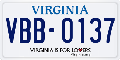VA license plate VBB0137