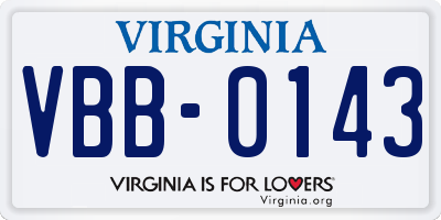 VA license plate VBB0143