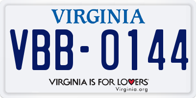 VA license plate VBB0144