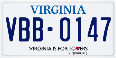 VA license plate VBB0147