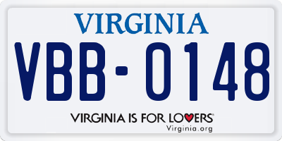 VA license plate VBB0148