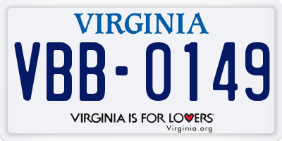 VA license plate VBB0149
