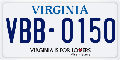 VA license plate VBB0150