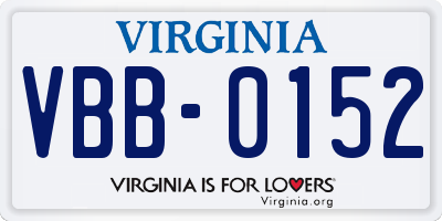 VA license plate VBB0152