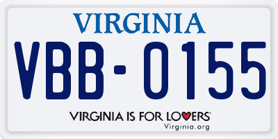 VA license plate VBB0155