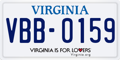 VA license plate VBB0159