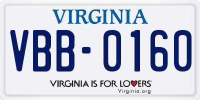 VA license plate VBB0160