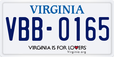 VA license plate VBB0165