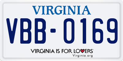 VA license plate VBB0169