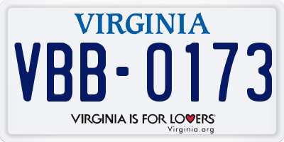 VA license plate VBB0173