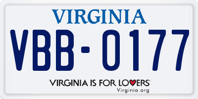 VA license plate VBB0177