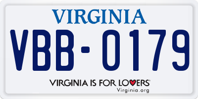 VA license plate VBB0179