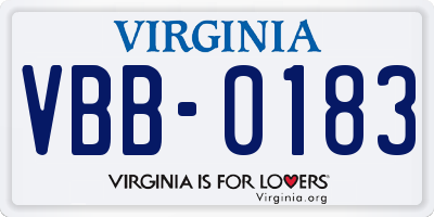 VA license plate VBB0183