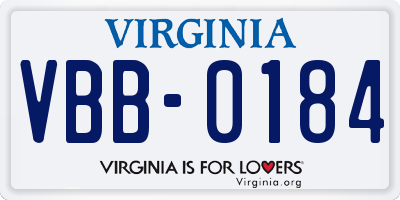 VA license plate VBB0184