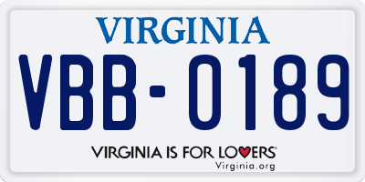 VA license plate VBB0189