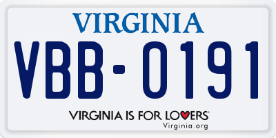 VA license plate VBB0191