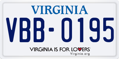 VA license plate VBB0195