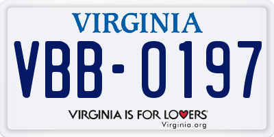 VA license plate VBB0197