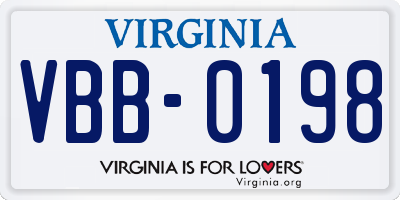 VA license plate VBB0198