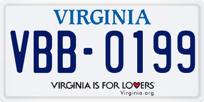 VA license plate VBB0199
