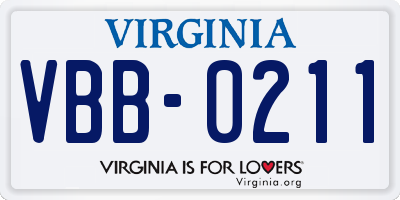 VA license plate VBB0211