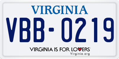 VA license plate VBB0219