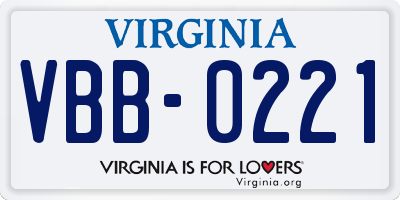 VA license plate VBB0221