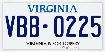 VA license plate VBB0225