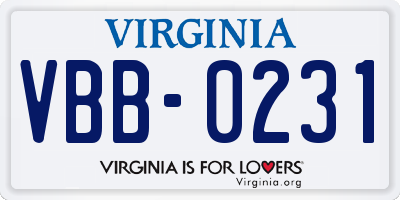 VA license plate VBB0231