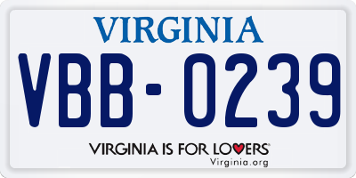 VA license plate VBB0239