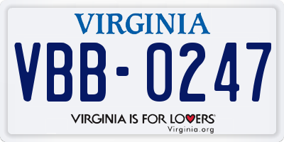 VA license plate VBB0247