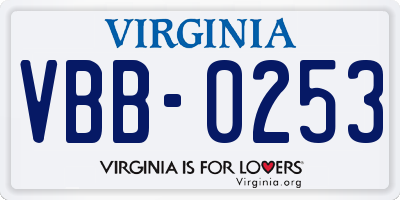 VA license plate VBB0253
