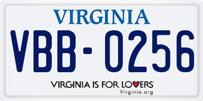 VA license plate VBB0256