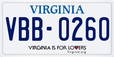 VA license plate VBB0260