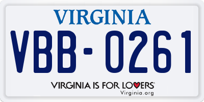 VA license plate VBB0261