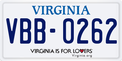 VA license plate VBB0262