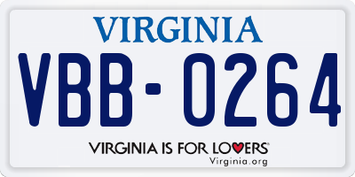 VA license plate VBB0264