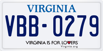 VA license plate VBB0279